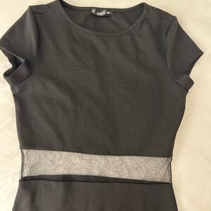 SHEIN Black Mesh Panel bodycon dress